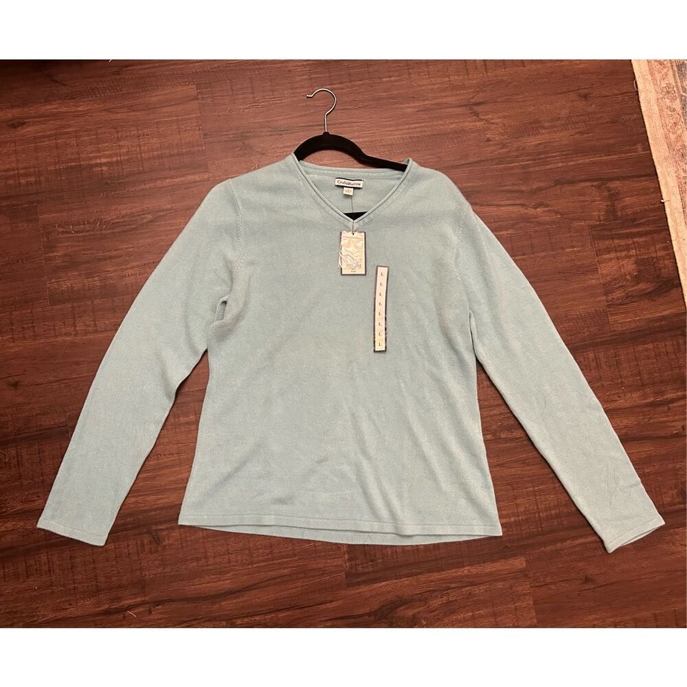 Croft & Barrow NWT Aqua Sea Blue V-Neck Sweater, Sz Large